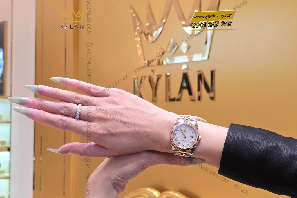 Kỳ Lân Luxury rolex datejust 36 116231 0084 trang la ma 12 Đồng hồ Rolex Datejust 36 mặt trắng cọc La Mã 116231-0084