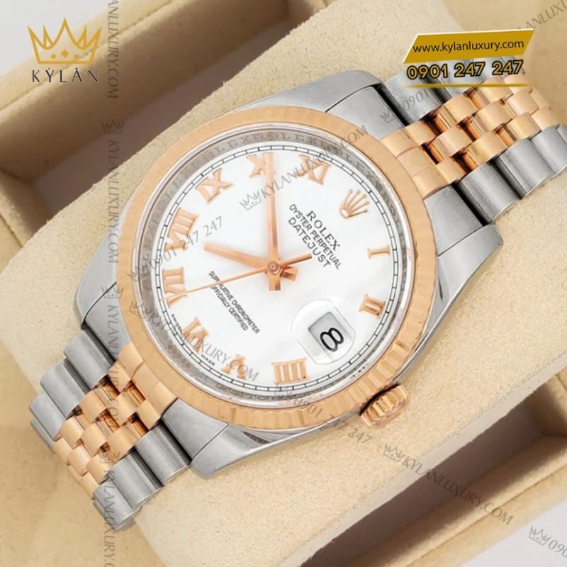 Đồng hồ Rolex Datejust 36 mặt trắng cọc La Mã 116231-0084