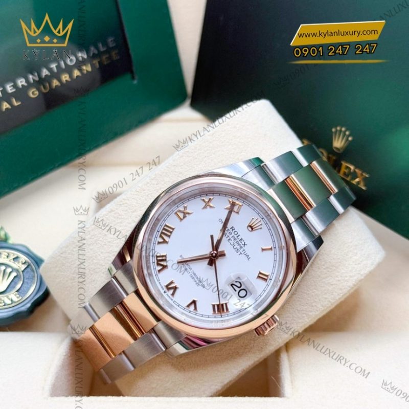 Đồng hồ Rolex Datejust 36 mặt trắng cọc La Mã 126201-0016