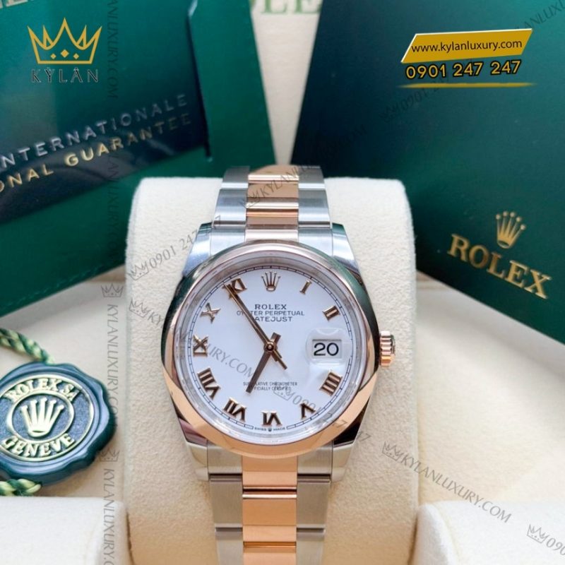 Đồng hồ Rolex Datejust 36 mặt trắng cọc La Mã 126201-0016