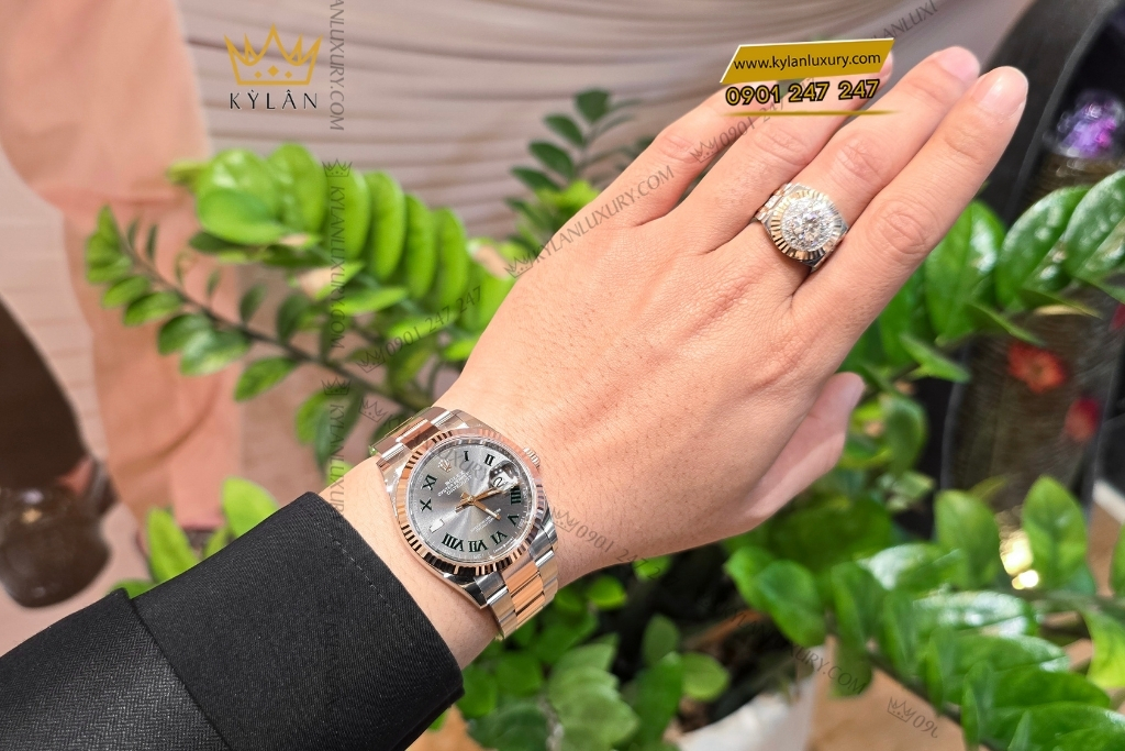Kỳ Lân Luxury rolex datejust 36 126231 0030 mat xam la ma 12 Đồng hồ Rolex Datejust 36 mặt xám La Mã 126231-0030
