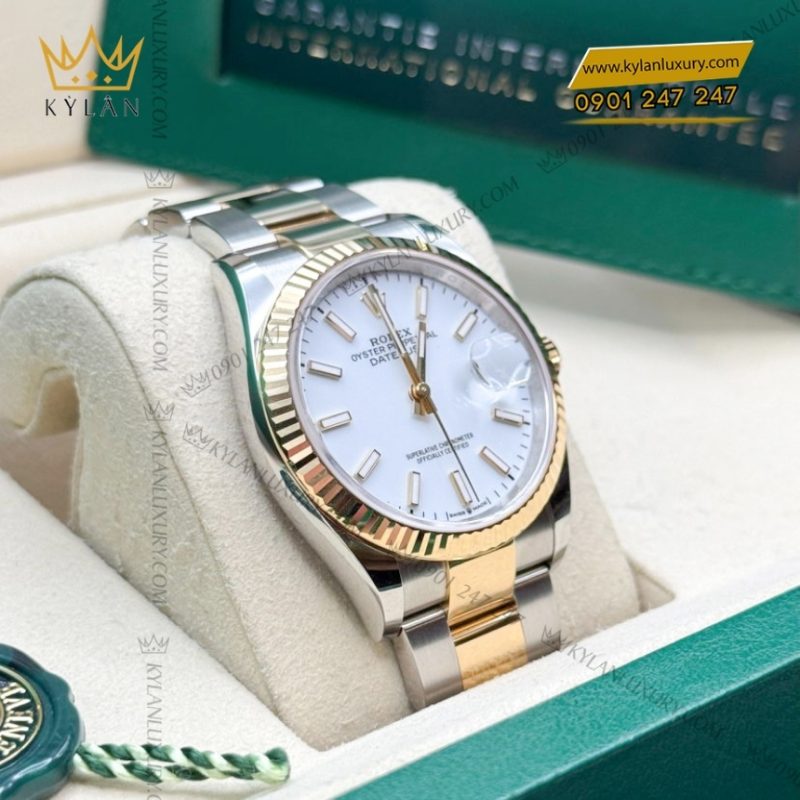 Đồng hồ Rolex Datejust 36 mặt trắng cọc dạ quang 126233-0020