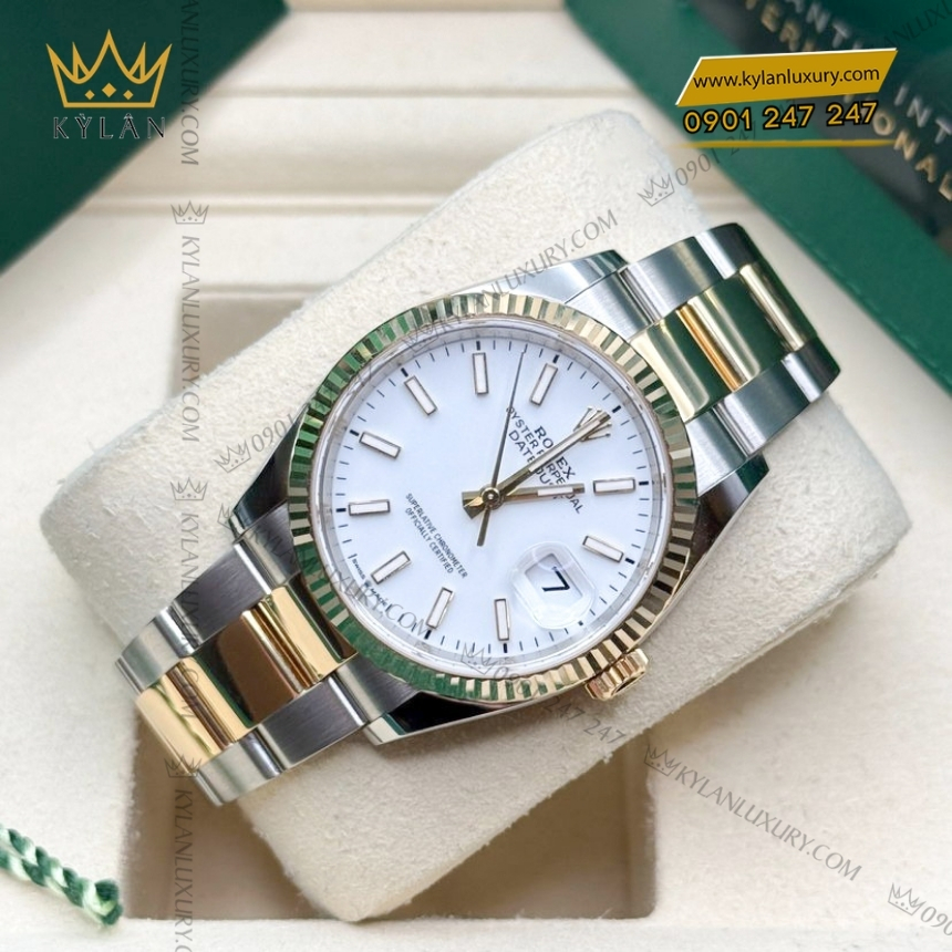Kỳ Lân Luxury rolex datejust 36 126233 0020 mat so trang 6 Đồng hồ Rolex Datejust 36 mặt trắng cọc dạ quang 126233-0020