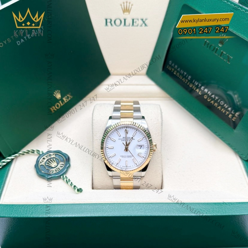 Kỳ Lân Luxury rolex datejust 36 126233 0020 mat so trang 7 Đồng hồ Rolex Datejust 36 mặt trắng cọc dạ quang 126233-0020