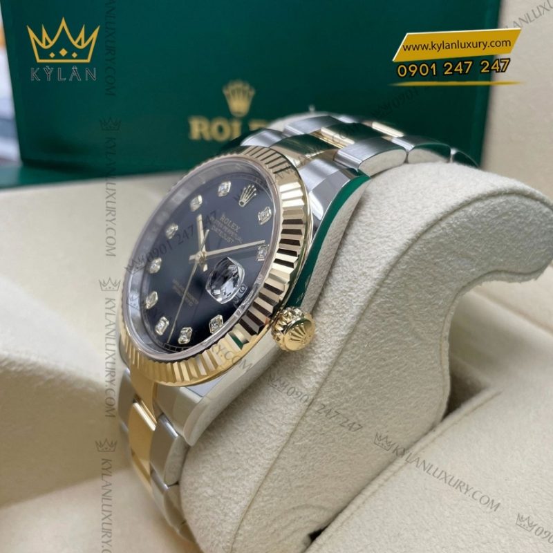 Đồng hồ Rolex Datejust 41 mặt đen cọc kim cương 126333-0005