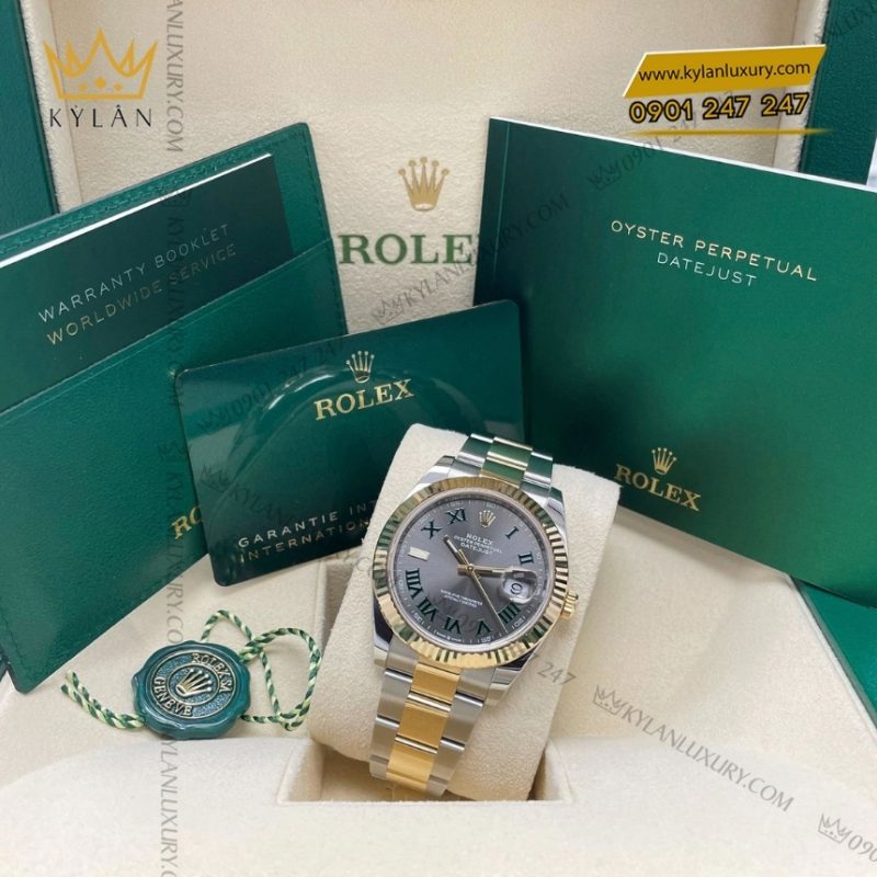 Đồng hồ Rolex Datejust 41 mặt xám vàng vàng 126333-0019