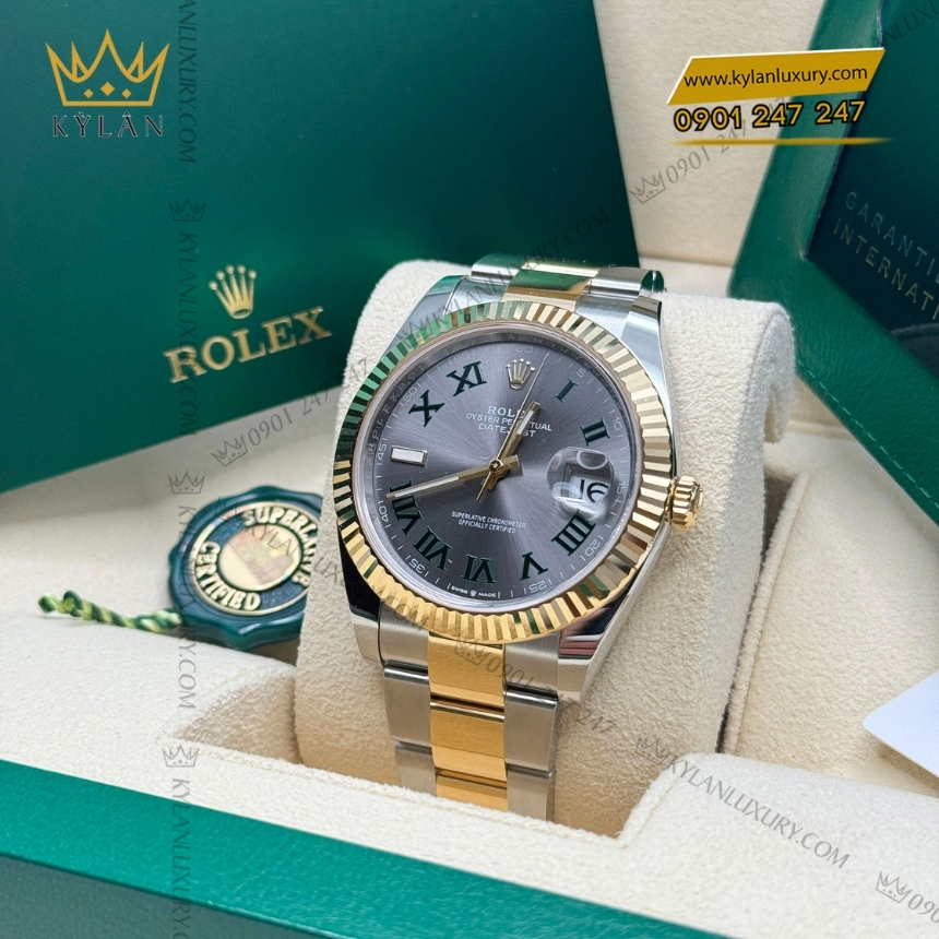 Kỳ Lân Luxury rolex datejust 41 126333 0019 mat xam vang vang 4 Đồng hồ Rolex Datejust 41 mặt xám vàng vàng 126333-0019