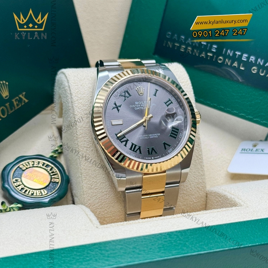 Kỳ Lân Luxury rolex datejust 41 126333 0019 mat xam vang vang 6 Đồng hồ Rolex Datejust 41 mặt xám vàng vàng 126333-0019