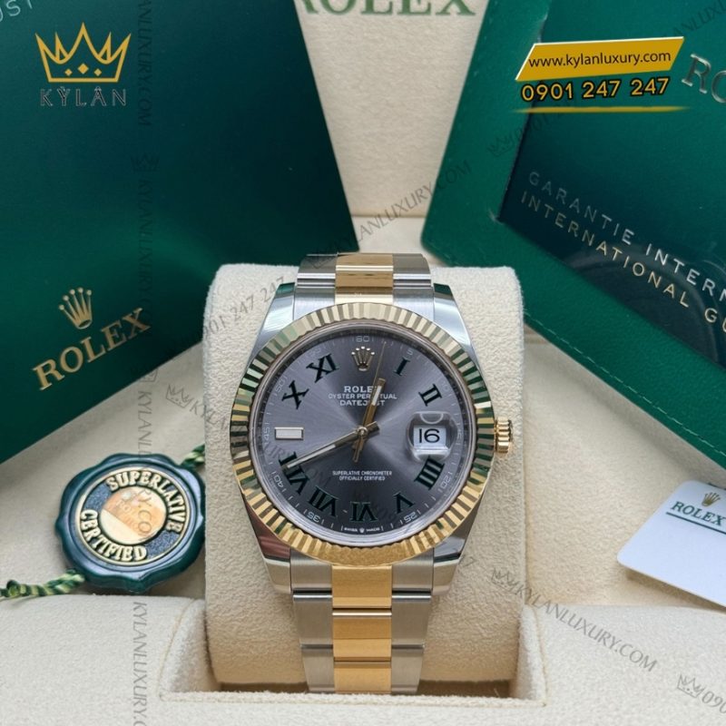 Đồng hồ Rolex Datejust 41 mặt xám vàng vàng 126333-0019