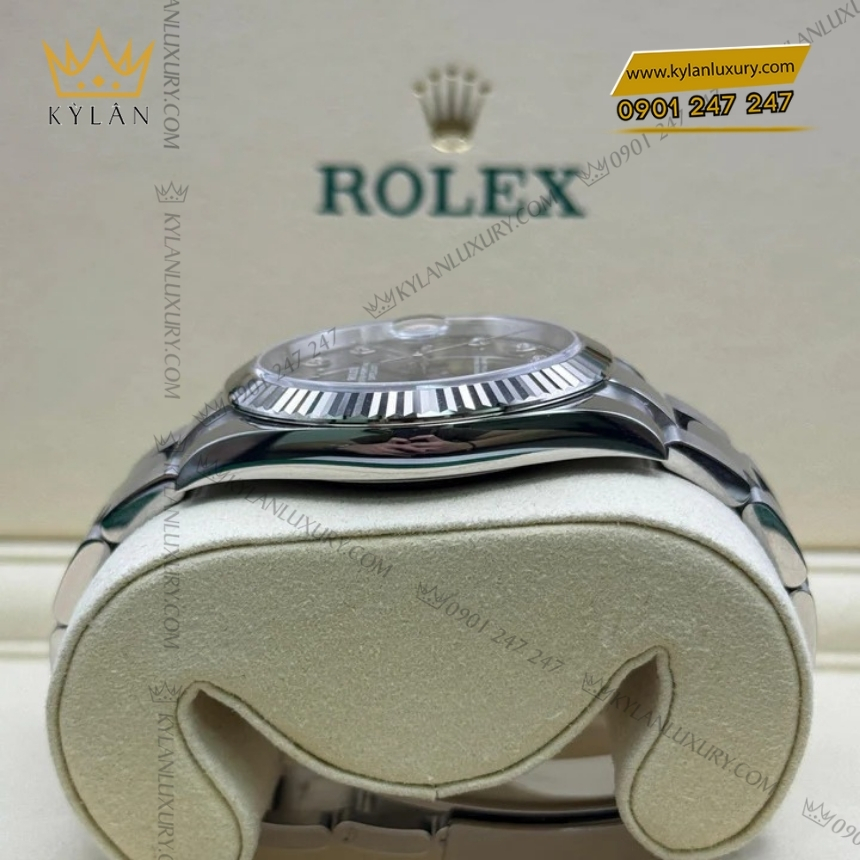 Kỳ Lân Luxury rolex datejust 41 126334 0011 mat den kim cuong 7 Đồng hồ Rolex Datejust 41 mặt đen cọc kim cương 126334-0011