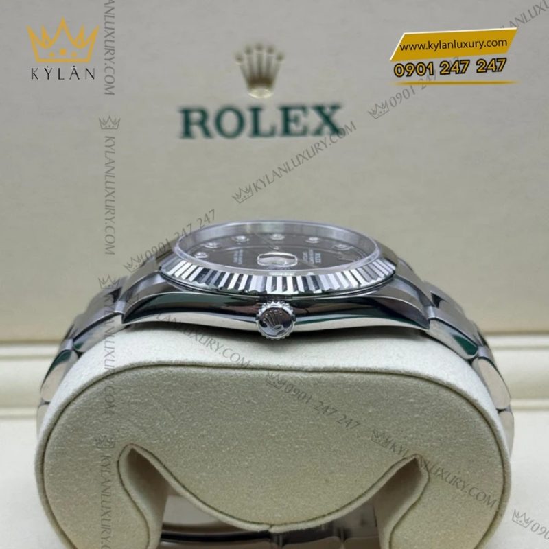 Đồng hồ Rolex Datejust 41 mặt đen cọc kim cương 126334-0011