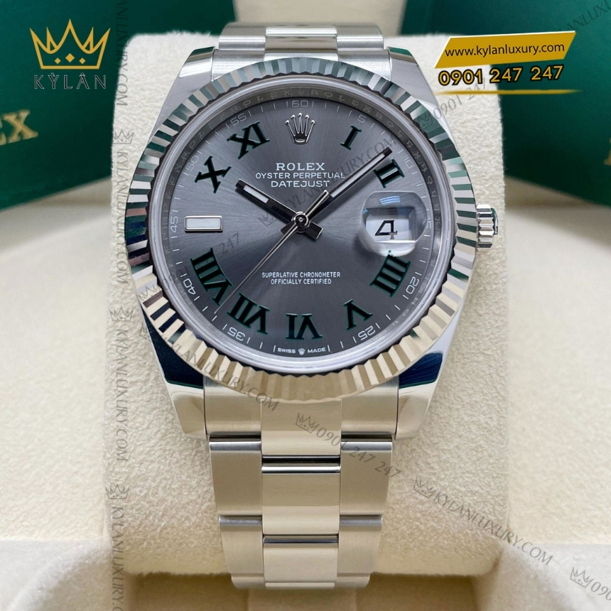 Kỳ Lân Luxury rolex datejust 41 mat xam la ma 126334 0021 2 Đồng hồ Rolex Datejust 41 mặt xám cọc La Mã 126334-0021