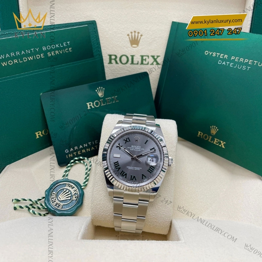 Kỳ Lân Luxury rolex datejust 41 mat xam la ma 126334 0021 6 Đồng hồ Rolex Datejust 41 mặt xám cọc La Mã 126334-0021