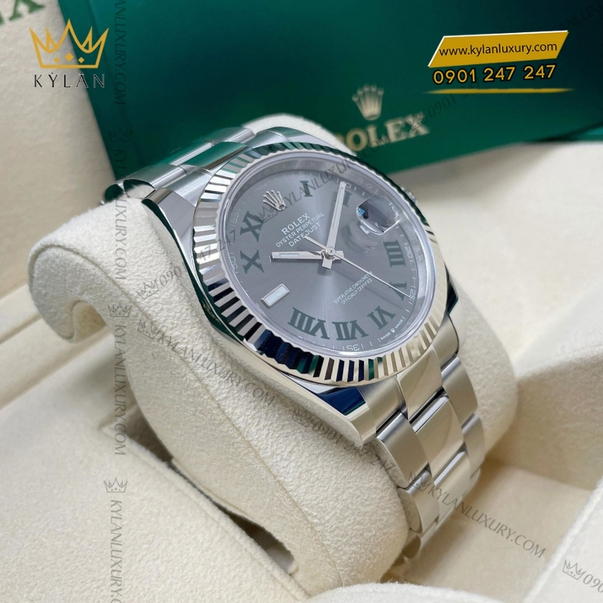Kỳ Lân Luxury rolex datejust 41 mat xam la ma 126334 0021 7 Đồng hồ Rolex Datejust 41 mặt xám cọc La Mã 126334-0021