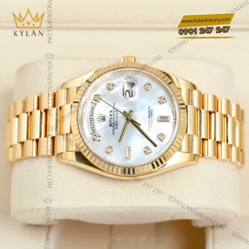 Đồng hồ Rolex Day Date 36 mặt ngọc trai kim cương 128238-0011