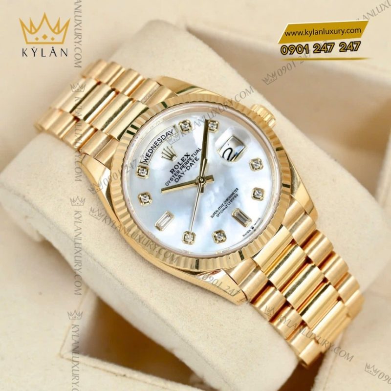 Đồng hồ Rolex Day Date 36 mặt ngọc trai kim cương 128238-0011