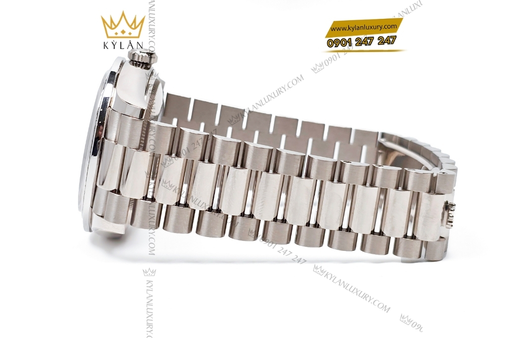 Kỳ Lân Luxury rolex day date 36 vang trang custom vanh kim vuong 128239 10 Đồng hồ Rolex Day Date 36 vàng trắng custom vành kim vuông 128239
