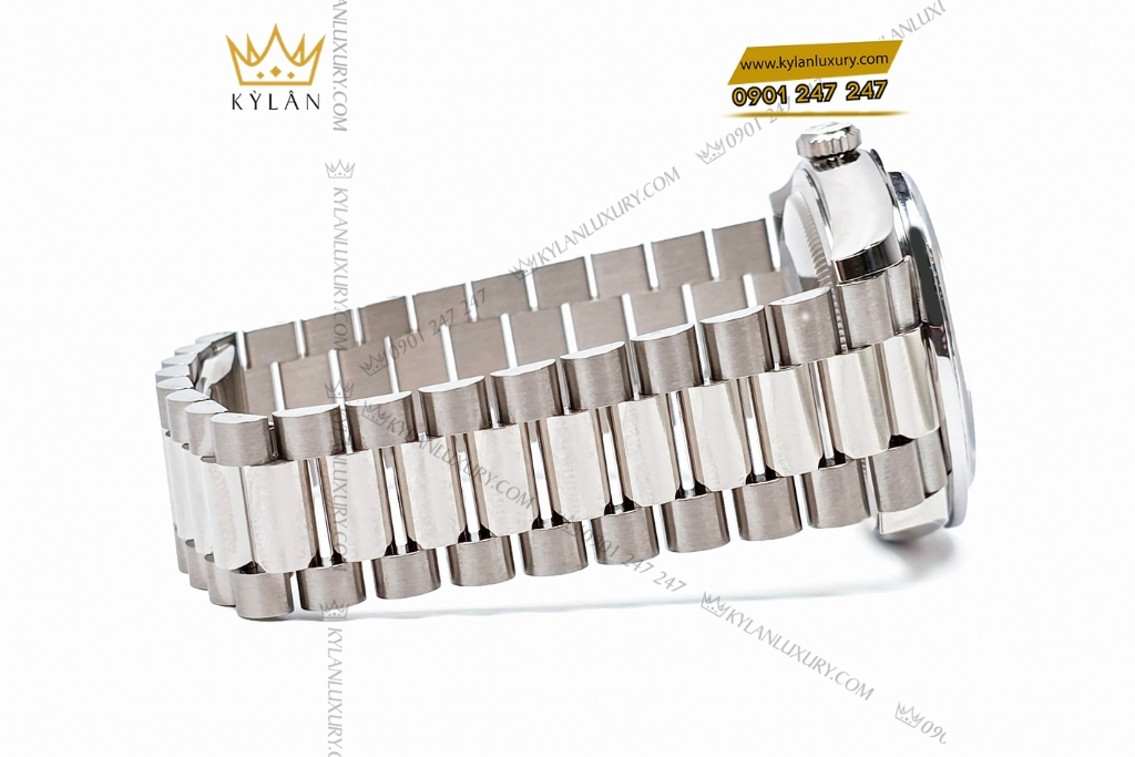 Kỳ Lân Luxury rolex day date 36 vang trang custom vanh kim vuong 128239 13 Đồng hồ Rolex Day Date 36 vàng trắng custom vành kim vuông 128239
