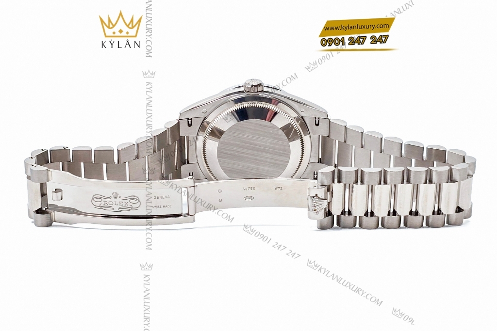Kỳ Lân Luxury rolex day date 36 vang trang custom vanh kim vuong 128239 14 Đồng hồ Rolex Day Date 36 vàng trắng custom vành kim vuông 128239