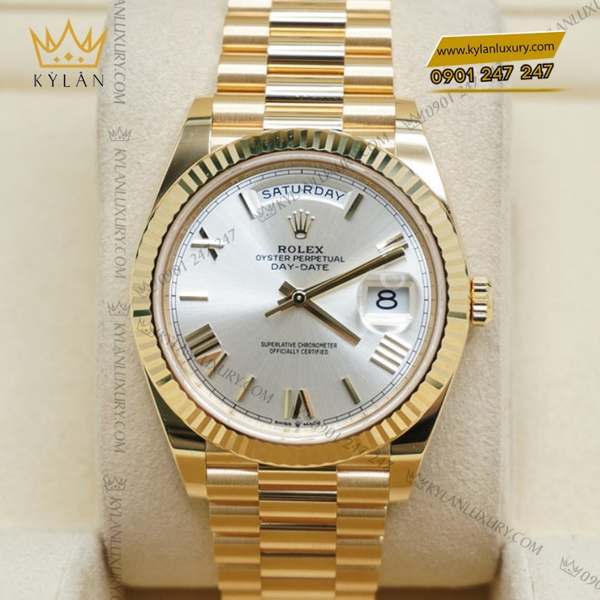Kỳ Lân Luxury rolex day date 40 228238 0002 mat bac coc la ma 3 Đồng hồ Rolex Day Date 40 mặt bạc cọc La Mã 228238-0002
