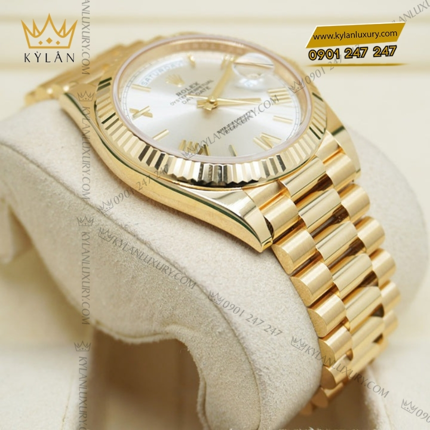 Kỳ Lân Luxury rolex day date 40 228238 0002 mat bac coc la ma 6 Đồng hồ Rolex Day Date 40 mặt bạc cọc La Mã 228238-0002