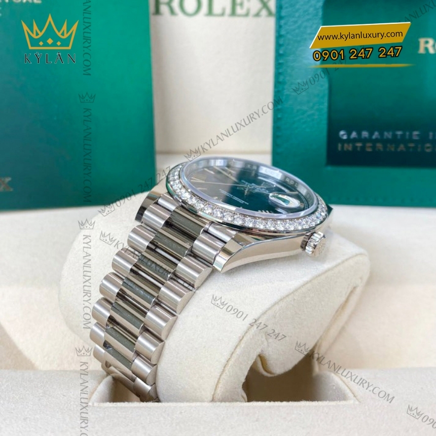 Kỳ Lân Luxury rolex day date 40 228349rbr 0005 mat xanh duong 5 Đồng hồ Rolex Day Date 40 mặt xanh dương vành kim 228349RBR-0005