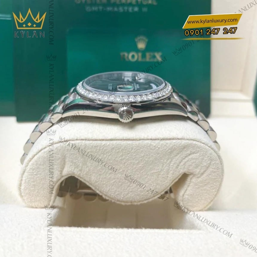 Kỳ Lân Luxury rolex day date 40 228349rbr 0030 xanh olive kim cuong 8 Đồng hồ Rolex Day Date 40 xanh olive vành kim cương 228349RBR-0030