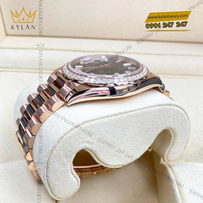 Kỳ Lân Luxury rolex day date 40 eisenkiesel 228345rbr 0016 4 Đồng hồ Rolex Day Date 40 mặt thạch anh kim cương 228345RBR-0016