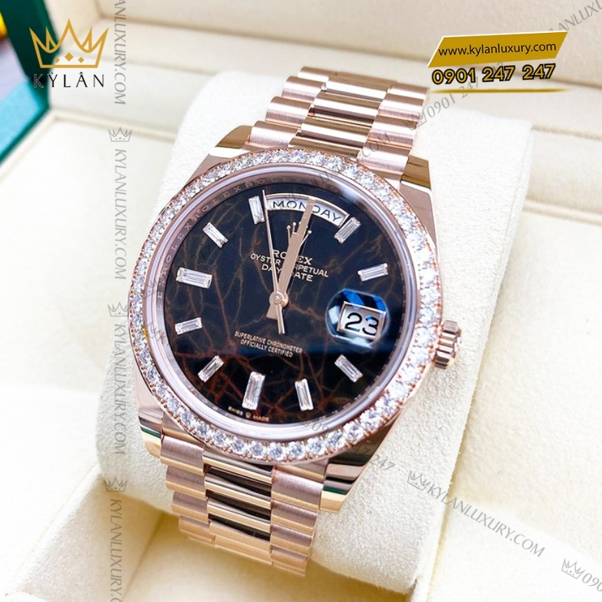 Kỳ Lân Luxury rolex day date 40 eisenkiesel 228345rbr 0016 7 Đồng hồ Rolex Day Date 40 mặt thạch anh kim cương 228345RBR-0016