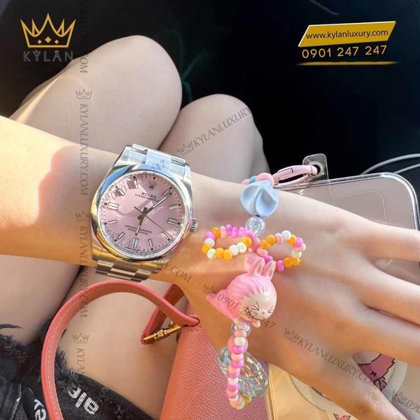Kỳ Lân Luxury rolex oyster perpetual 41 134300 0013 candy pink 13 Đồng hồ Rolex Oyster Perpetual 41 mặt số hồng 134300-0013