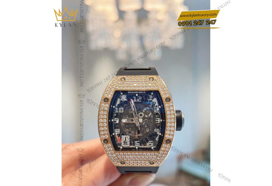 Richard Mille RM 010 Rose Gold Diamonds Med-Set nạm kim cương cao cấp