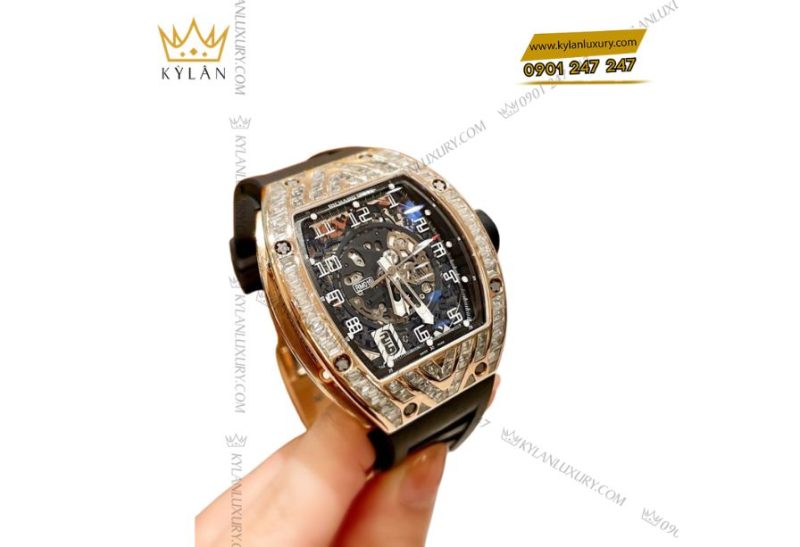 Mặt số skeleton của Richard Mille RM 010 Rose Gold Diamonds Med-Set