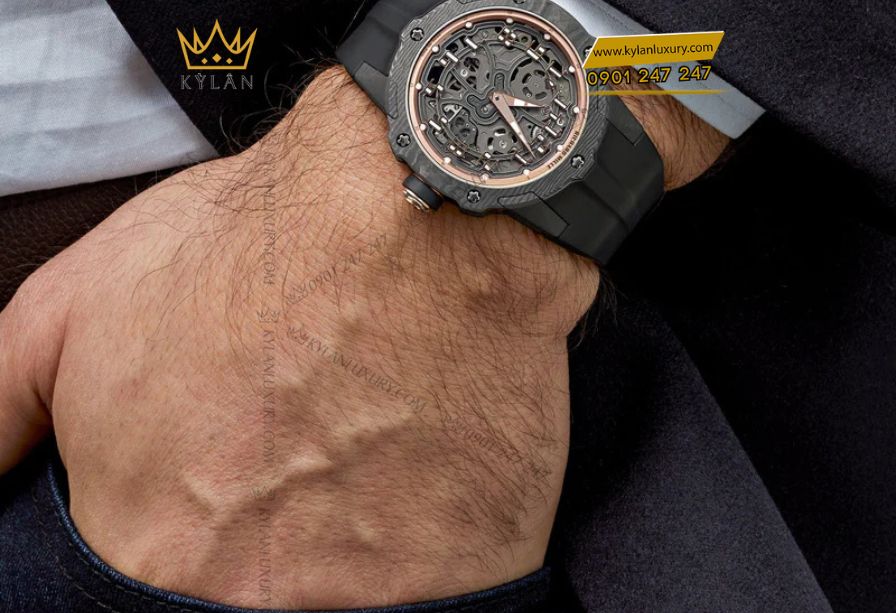 Richard Mille RM 33-02 vỏ tròn 41mm Carbon TPT vàng hồng mặt số skeleton