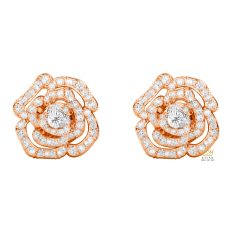 Bông tai vàng hồng Au750 đính kim cương Bông tai vàng hồng Au750 đính kim cương