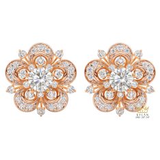 Bông tai vàng hồng Au750 đính kim cương