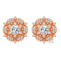 Bông tai vàng hồng Au750 đính kim cương Bông tai vàng hồng Au750 đính kim cương