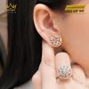 Bông tai kim cương vàng hồng Au750 đính viên chủ 5ly4