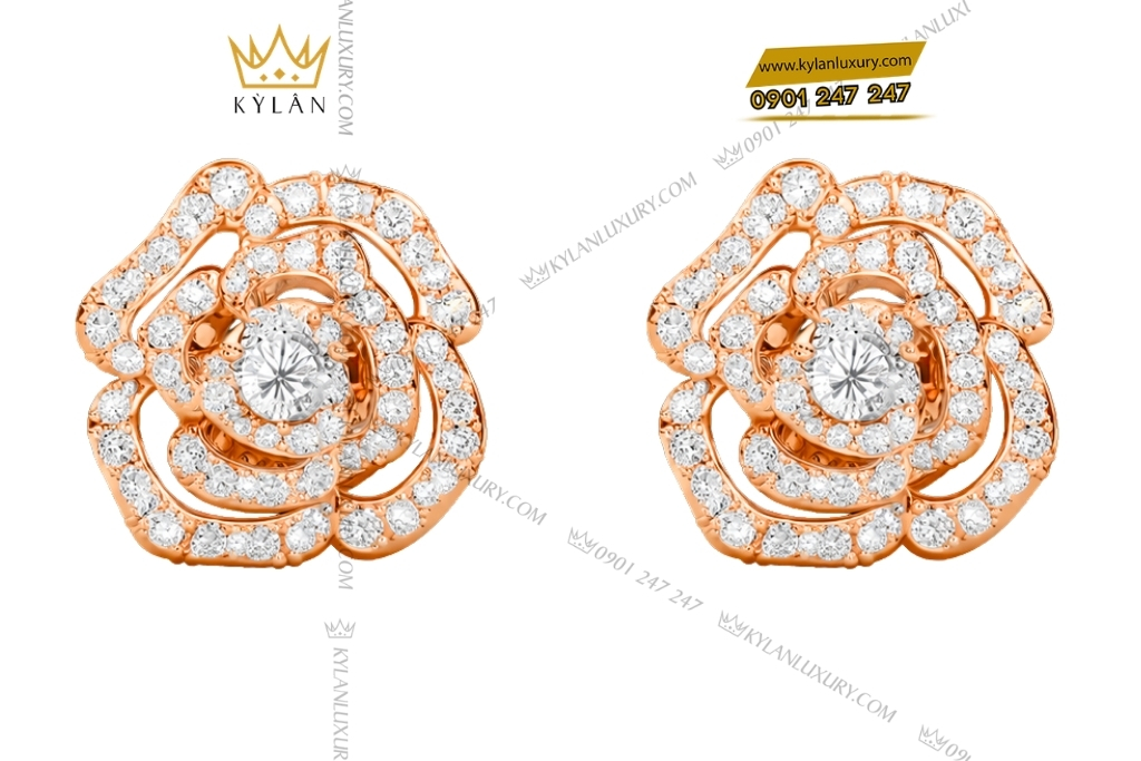 Bông tai vàng hồng Au750 đính kim cương