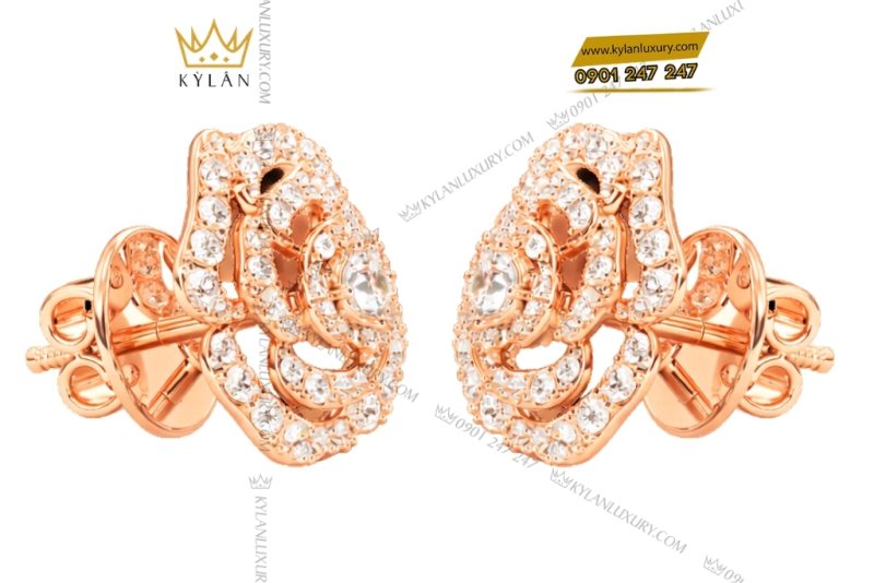 Bông tai vàng hồng Au750 đính kim cương