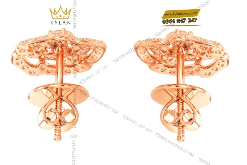 Bông tai vàng hồng Au750 đính kim cương
