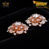 Bông tai kim cương vàng hồng Au750 đính viên chủ 5ly4
