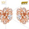 Bông tai vàng hồng Au750 đính kim cương
