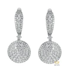 Bông tai vàng trắng Au750 đính kim cương