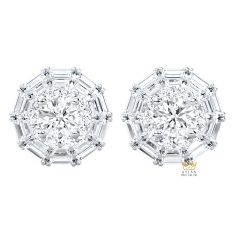 Bông tai vàng trắng Au750 đính kim cương