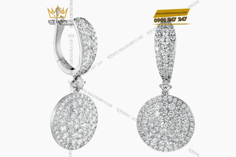 Bông tai vàng trắng Au750 đính kim cương