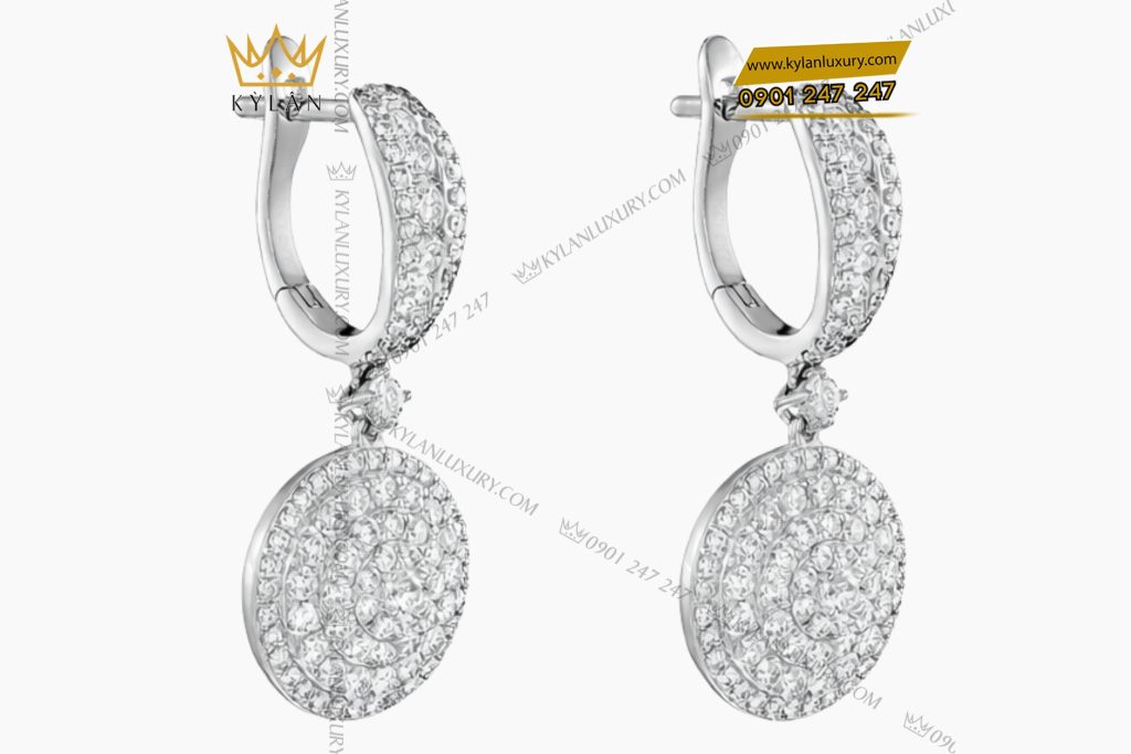 Kỳ Lân Luxury Bong tai vang trang Au750 dinh kim cuong 4 1 Bông tai vàng trắng Au750 đính kim cương
