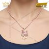 Dây chuyền Hoa Hồng vàng Au750 đính kim cương và đá quý hồng