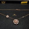 Dây chuyền kim cương vàng hồng Au750 đính viên chủ 6ly3