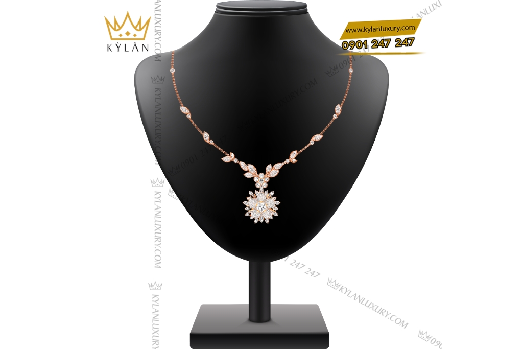Kỳ Lân Luxury Day chuyen vang hong Au750 dinh kim cuong 1 2 Dây chuyền vàng hồng Au750 đính kim cương