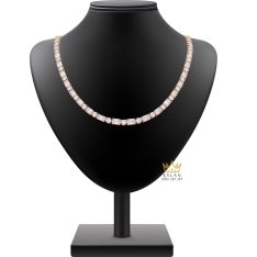 Dây chuyền vàng hồng Au750 đính kim cương